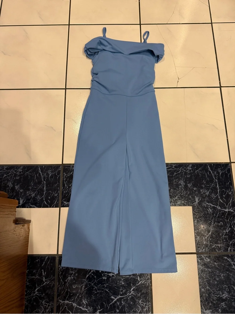 abercrombie kids Dusty Blue Cold-Shoulder Wide-Leg Jumpsuit